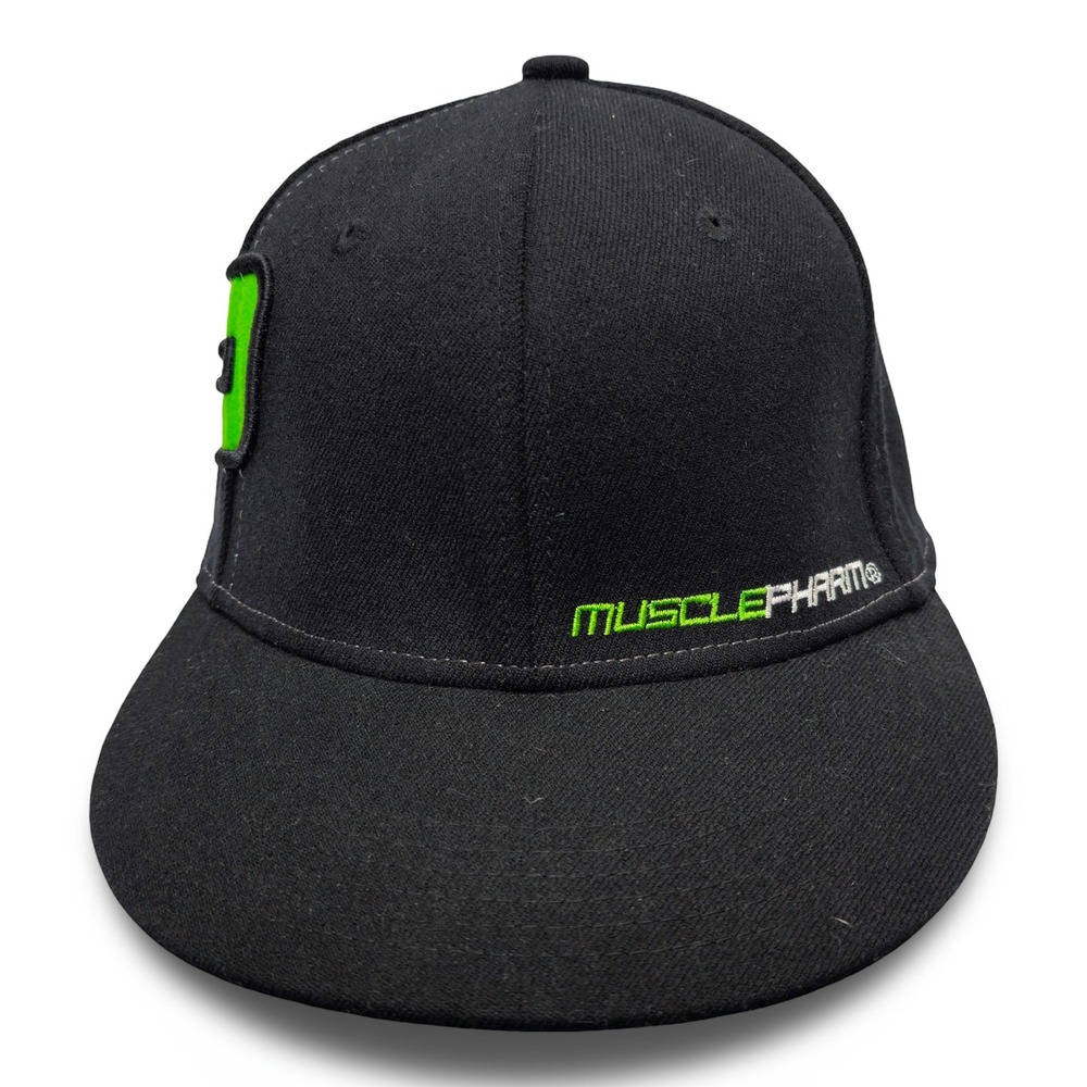 MusclePharm Hat Mens L/XL Black Green Excellent Tapout Flat Brim Baseball Cap